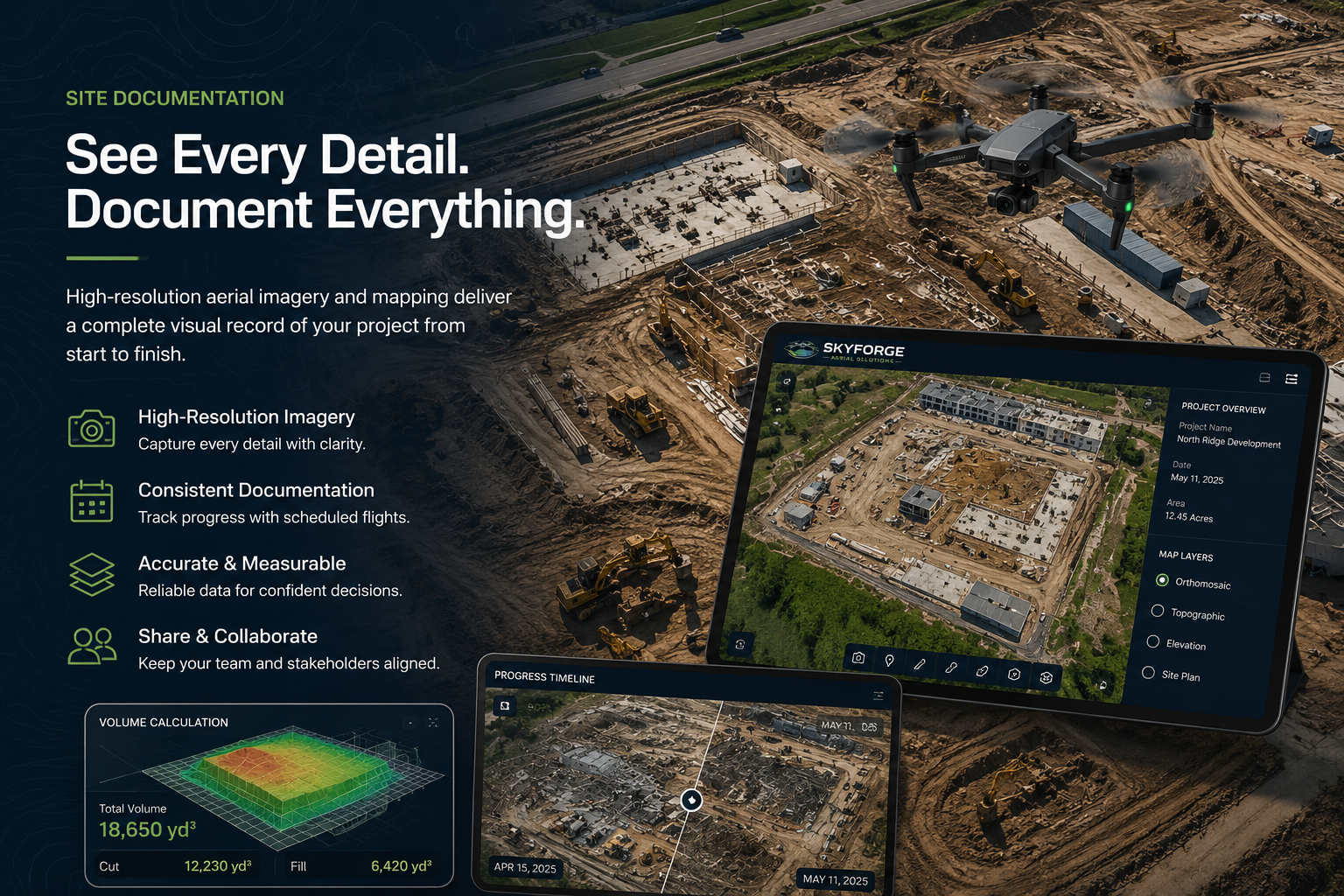 Site documentation and construction progress tracking visualization